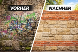 Laserreinigung gegen Rost, Ruß, Graffiti, Schmutz, Kalk usw. Fassade, Haus & Wohnung