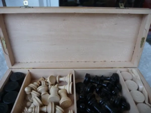Edles unbespieltes Reise Schachspiel Holz Figurensatz Schach Dame + Brett  Bild 3