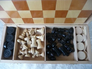 Edles unbespieltes Reise Schachspiel Holz Figurensatz Schach Dame + Brett  Bild 2