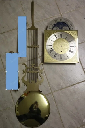 Konvolut Uhrenteile Hermle & Kieninger Zifferblatt m. Mondphase Lyra-Pendel