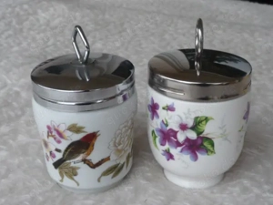 Porzellan Töpfchen Egg Coddler Eierkocher Eierpochierer Staffordshire England