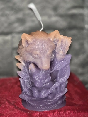 wolfsmama mit kind duft kerze