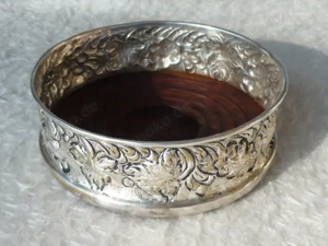 Antiker Flaschenuntersetzer Wein Champagner Untersetzer versilbert England  1900