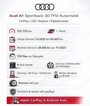 Audi A1 Sportback 30 TFSI 1.HD*AUTOMATIK*CARPLAY*LED Bild 2
