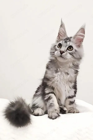 Maine Coon Boy Silver Classic Tabby, 4 Monate, vollständig geimpft