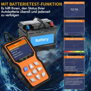 OBD2 Diagnosegerät KFZ Fehlerauslesegerät Batterietester Funktion 13 Sprachen Auto nach 2003 Univers Bild 3