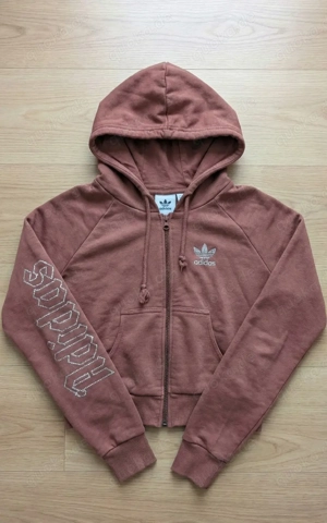 Adidas Cropped Zip Hoodie   Rostrot mit Strass Rhinestone