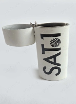 Feuerzeughülle-Halter SAT1 m. Deckel Metall Rarität vintage 80er