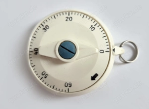 Kurzzeitwecker Eieruhr Bakelit  5cm weiß 60min Sammler 50er vintage defekt