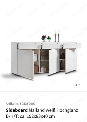 Sideboard weiß Hochglanz mit Milchglas  Bild 2