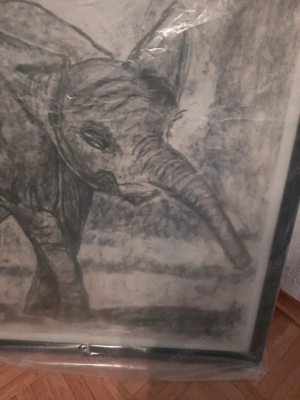 Bild Gemälde, Elefant im Rahmen Unikat, neu eingepackt. 57cm brei Bild 2