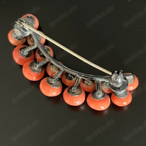 Antike BROSCHE mit Korallen, 50 x 22 mm, edle Machart Bild 2