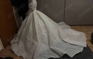 Elegantes weißes Brautkleid   Komplettes Set   Größe 34 36