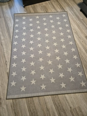 Kinderteppich Kinderzimmer Teppich weiß grau Sterne Jungs Mädchen
