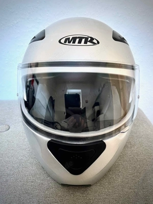 Motorradhelm, Klapphelm, silber, Größe XS, 53-54 cm
