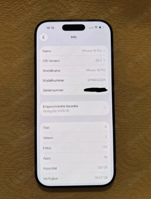Iphone 16 pro 128gb schwarz 