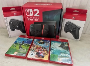 Nintendo switch 2 versiegelt ungeöffnet mit 2 pro controller mit 3 spiel