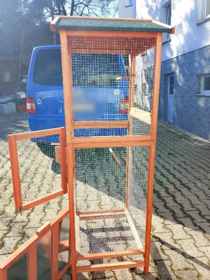 Große Holz-Voliere 168 cm hoch   Vogelkäfig mit Dach   Neu Bild 4