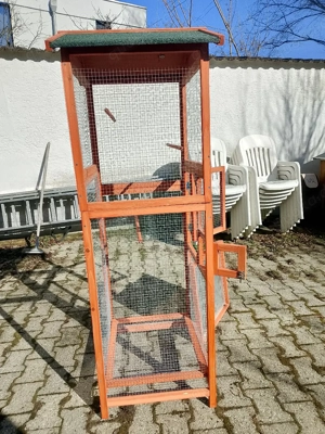 Große Holz-Voliere 168 cm hoch   Vogelkäfig mit Dach   Neu Bild 5