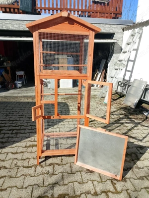 Große Holz-Voliere 168 cm hoch   Vogelkäfig mit Dach   Neu Bild 2