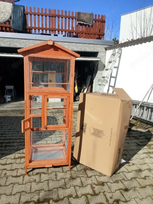 Große Holz-Voliere 168 cm hoch   Vogelkäfig mit Dach   Neu Bild 3