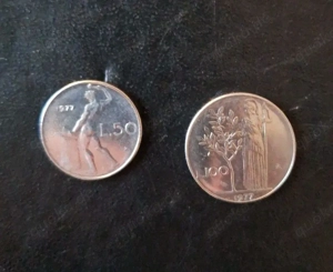 2 Stück 100 50 Lire  Kursmünze Italien 1977 italienische Münzen v