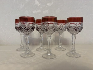 6 dekorative Gläser mit rotem Dekor   Vintage Look