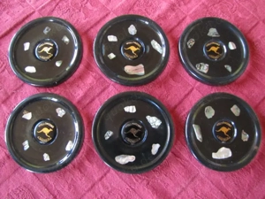 AUSTRALIEN - Deko Untersetzer Set mit Muschel-Intarsien - Rarität