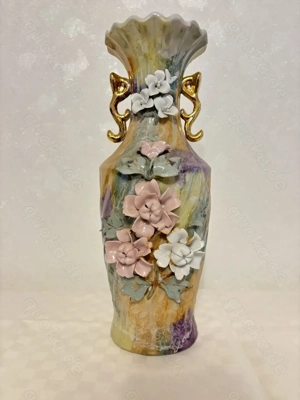 Schöne Vintage Porzellanvase (Perlmutt   Gold)