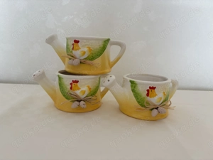 Süße Übertöpfe, Blumentöpfe mit Huhn und Gießkanne (Ostern, 3 Sets)