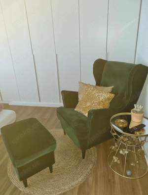 "STRANDMON" Sessel und Hocker in Dunkelgrün