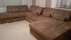 Sofalandschaft in braun mit Bettfunktion und  Bettkasten 