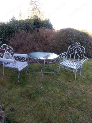 Shabby Gartengarnitur 2 Sessel mit einem Tisch 