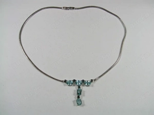 NEU: Collier - Kette 925 Silber mit Blautopas + Saphir