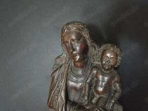 Gotische Madonna mit Kind 17.-18. Jhd Holz geschnitzt Bild 2