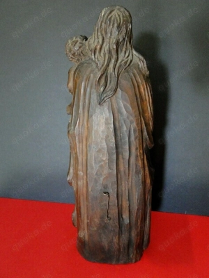 Gotische Madonna mit Kind 17.-18. Jhd Holz geschnitzt Bild 8