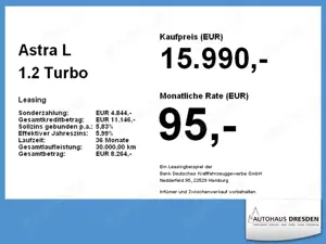 Opel Astra L 1.2 Turbo Edition LED+Navi+SHZ+KlimaA+LM Bild 4