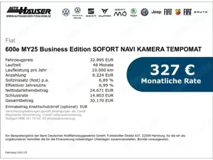 Fiat 600 MY25 Business Edition SOFORT NAVI KAMERA TEMPOMAT Bild 2