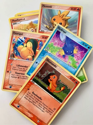Alte Pokémon Starter Karten Sammlung Edition Feuerrot Blattgrün Gelb Blau Rot Vintage Selten TCG