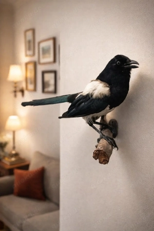 Elster Präparat Tierpräparat Trophäe Taxidermy ausgestopft