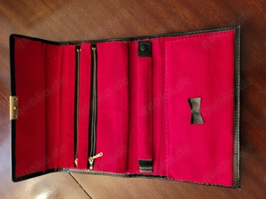 Schmuck Reisetasche - Schmuck Rollen Mappe - Schwarz innen rot