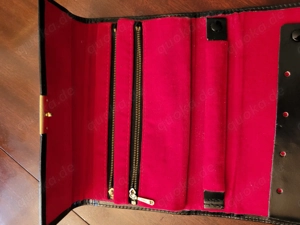 Schmuck Reisetasche - Schmuck Rollen Mappe - Schwarz innen rot Bild 3