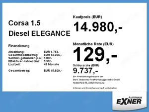 Opel Corsa 1.5 Diesel ELEGANCE LED,Parksensor Bild 4