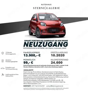 smart forTwo fortwo EQ/CABRIO/RÜCKFAHRK/JBL/AMBIENTE/TEMPOM/S