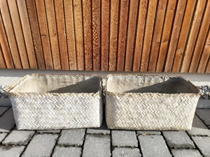 Pflanztopf Pflanzkübel Set Bambus Bohemian mit Zement verarbeitet