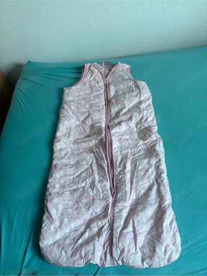 Baby Schlafsack 90cm rosa-weiß mit Muster wenig getragen