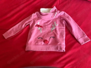 Rosa Kinderpullover Gr. 86 Topomini Rentier-Motiv