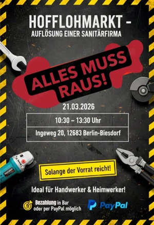 Hofflohmarkt am 21.03. in Berlin-Biesdorf für alle Handwerker