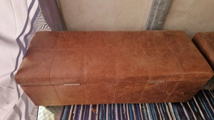 Polsterhocker mit Stauraum, Kunstleder braun 2 x Stück