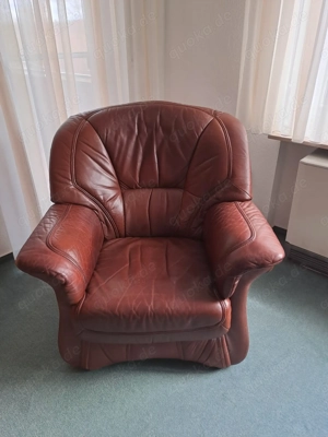 Sitzelement, Sessel, Hocker echt Leder braun. Teile können auch einzeln erworben werden.  Bild 2